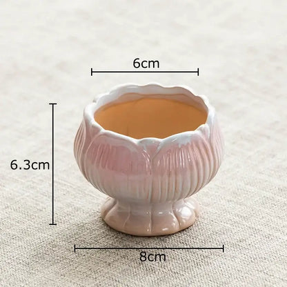 Pastel gradient lotus flower ceramic succulent pots bedroom decor