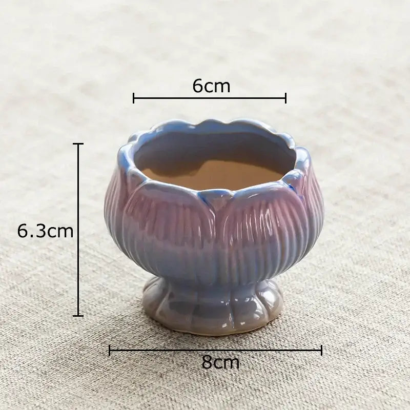 Pastel gradient lotus flower ceramic succulent pots bedroom decor