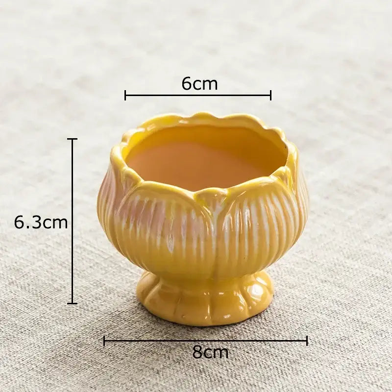 Pastel gradient lotus flower ceramic succulent pots bedroom decor