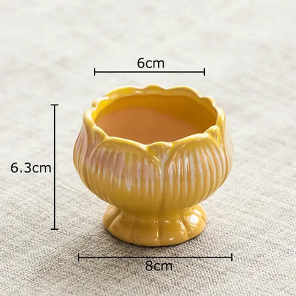Pastel gradient lotus flower ceramic succulent pots bedroom decor