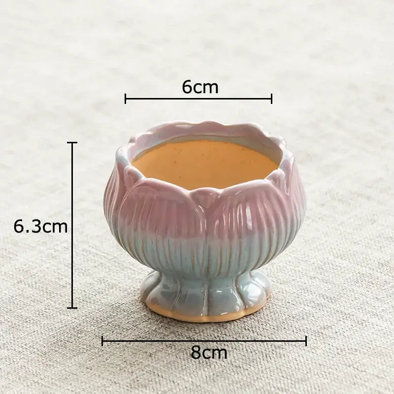 Pastel gradient lotus flower ceramic succulent pots bedroom decor