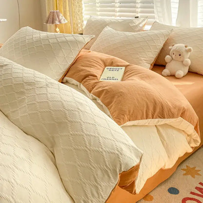 Pastel green fresh bubble yarn bedding set bedroom quilted duvet cover