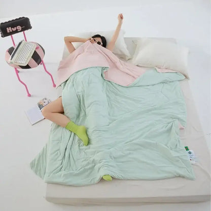 Pastel green summer cooling comforter bedroom quilted bedding