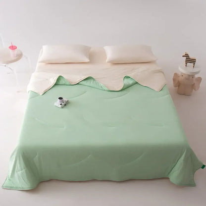 Pastel green summer cooling comforter bedroom quilted bedding