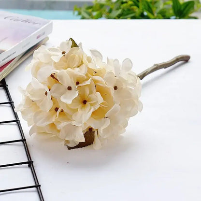 Pastel hydrangea branch silk flower bouquet dining room decor