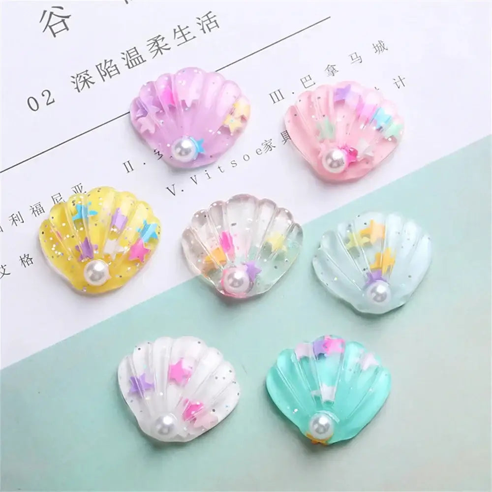 Pastel iridescent pearl shells beach decor embellishments bedroom art