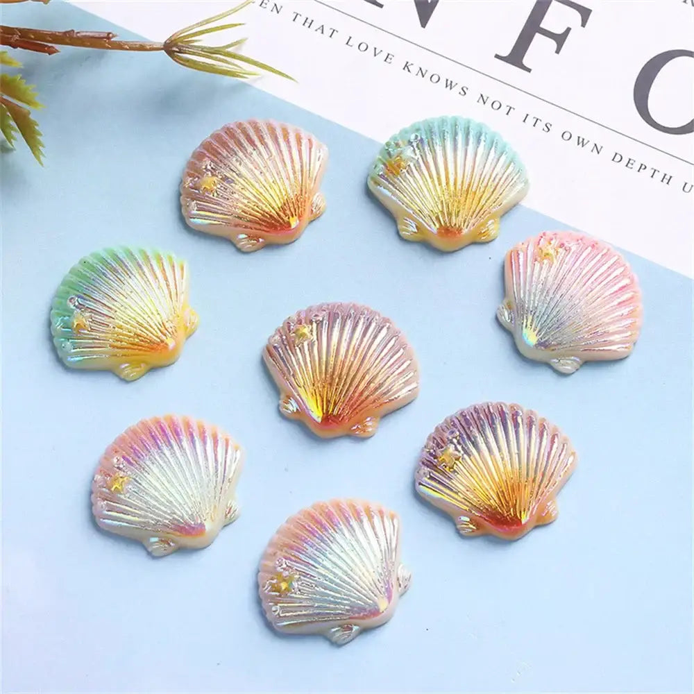 Pastel iridescent pearl shells beach decor embellishments bedroom art