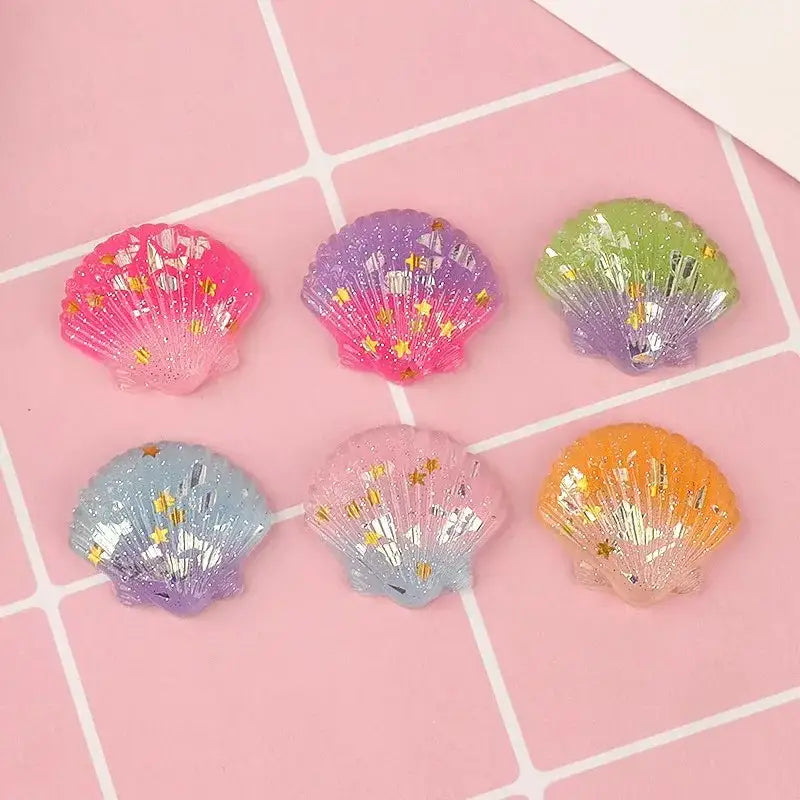 Pastel iridescent pearl shells beach decor embellishments bedroom art