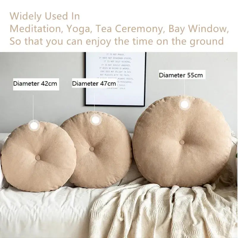 Pastel linen round floor cushion living room meditation pillow
