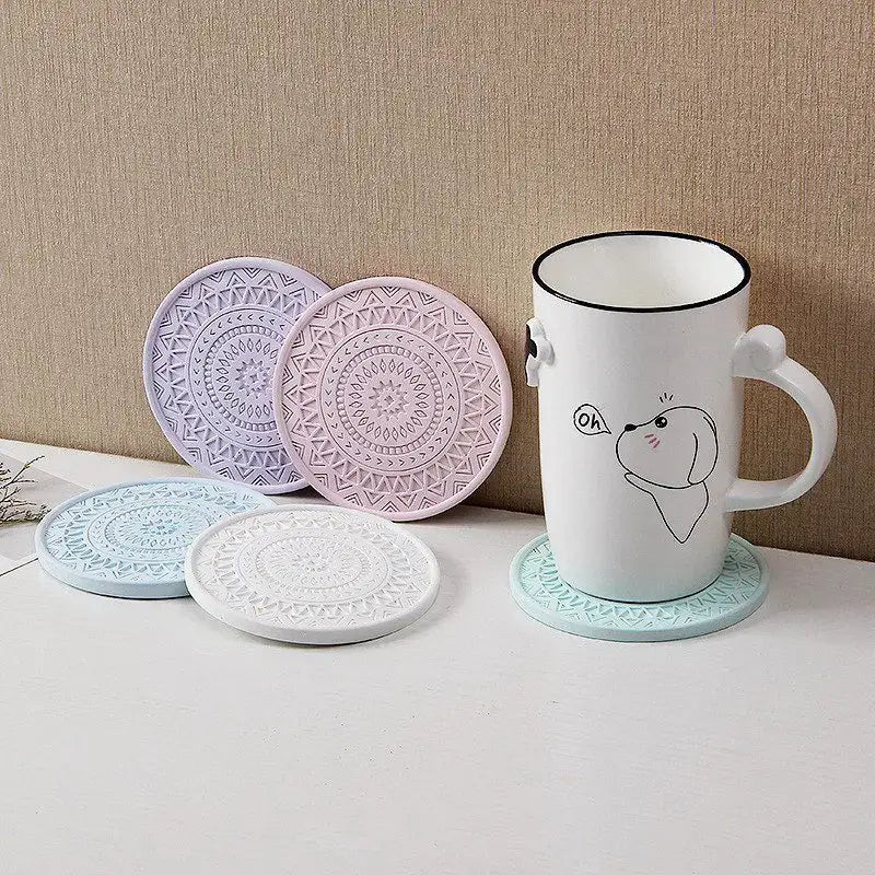 Pastel mandala diatomite round coasters dining room drink mats