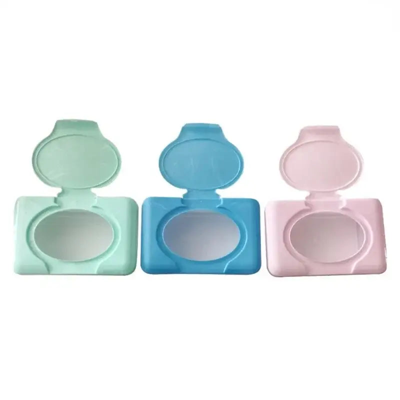 Pastel mint blue and pink baby wet wipes dispenser set bathroom holder