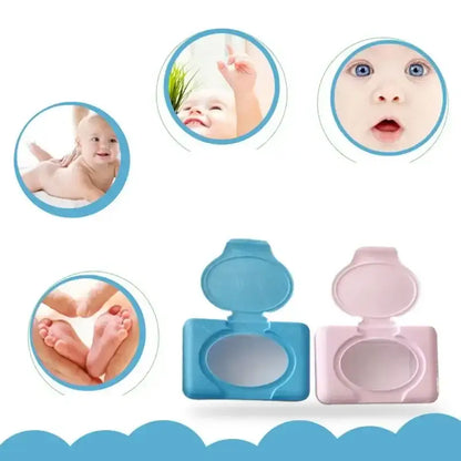 Pastel mint blue and pink baby wet wipes dispenser set bathroom holder