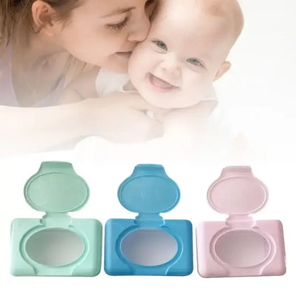 Pastel mint blue and pink baby wet wipes dispenser set bathroom holder