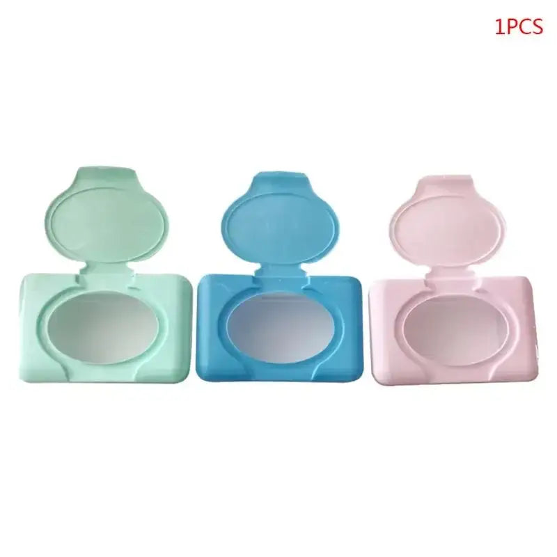 Pastel mint blue and pink baby wet wipes dispenser set bathroom holder
