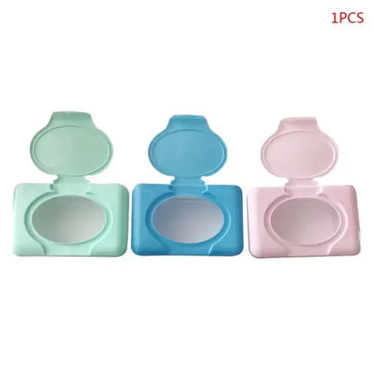 Pastel mint blue and pink baby wet wipes dispenser set bathroom holder