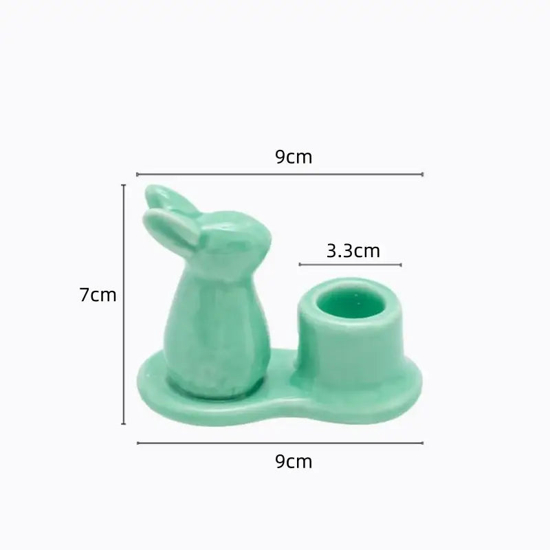 Pastel multi color bunny rabbit ceramic candle holder dining room