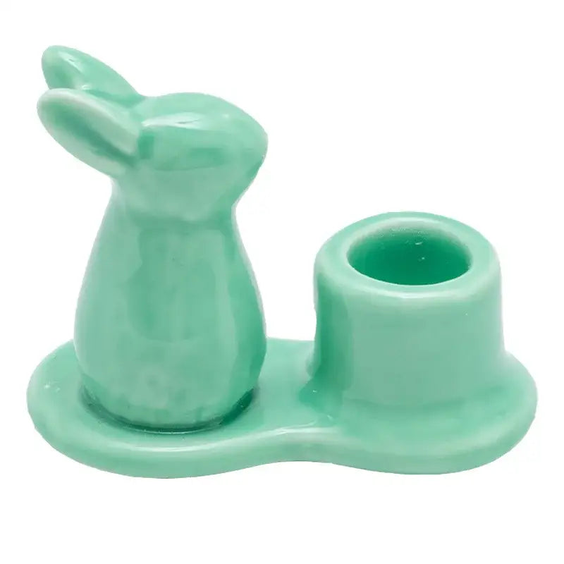 Pastel multi color bunny rabbit ceramic candle holder dining room