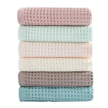 Pastel multi color cotton waffle bath towel set for bathroom