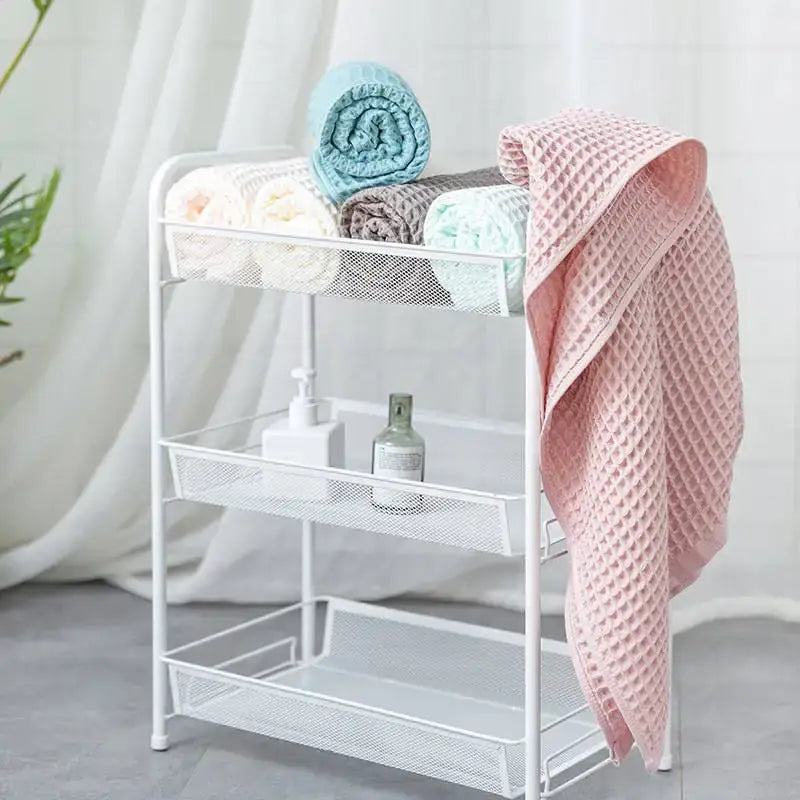 Pastel multi color cotton waffle bath towel set for bathroom