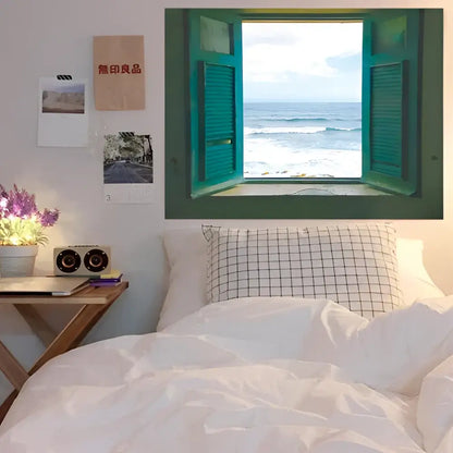 Pastel ocean sunset dreamy window scenery tapestry bedroom wall art
