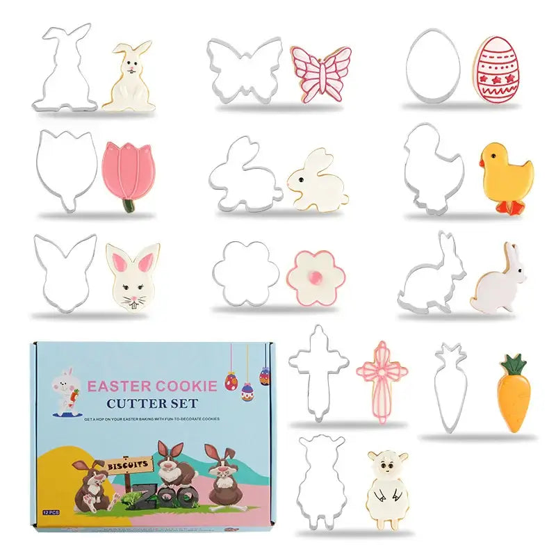 Pastel painted stainless steel easter cookie cutter set kitchen baking