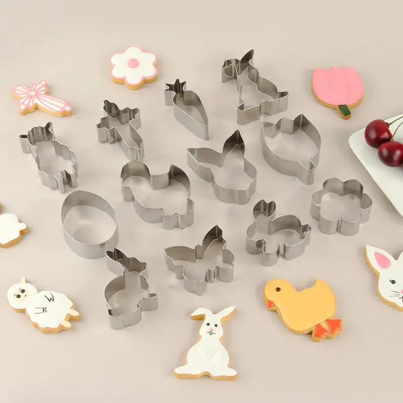 Pastel painted stainless steel easter cookie cutter set kitchen baking