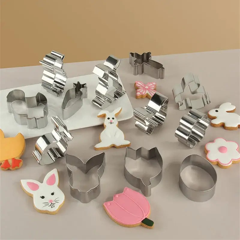 Pastel painted stainless steel easter cookie cutter set kitchen baking