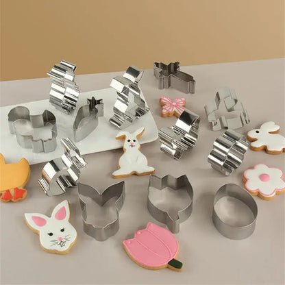 Pastel painted stainless steel easter cookie cutter set kitchen baking