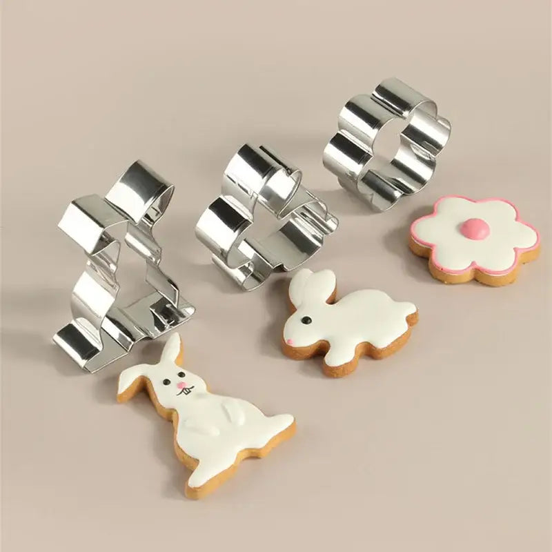 Pastel painted stainless steel easter cookie cutter set kitchen baking
