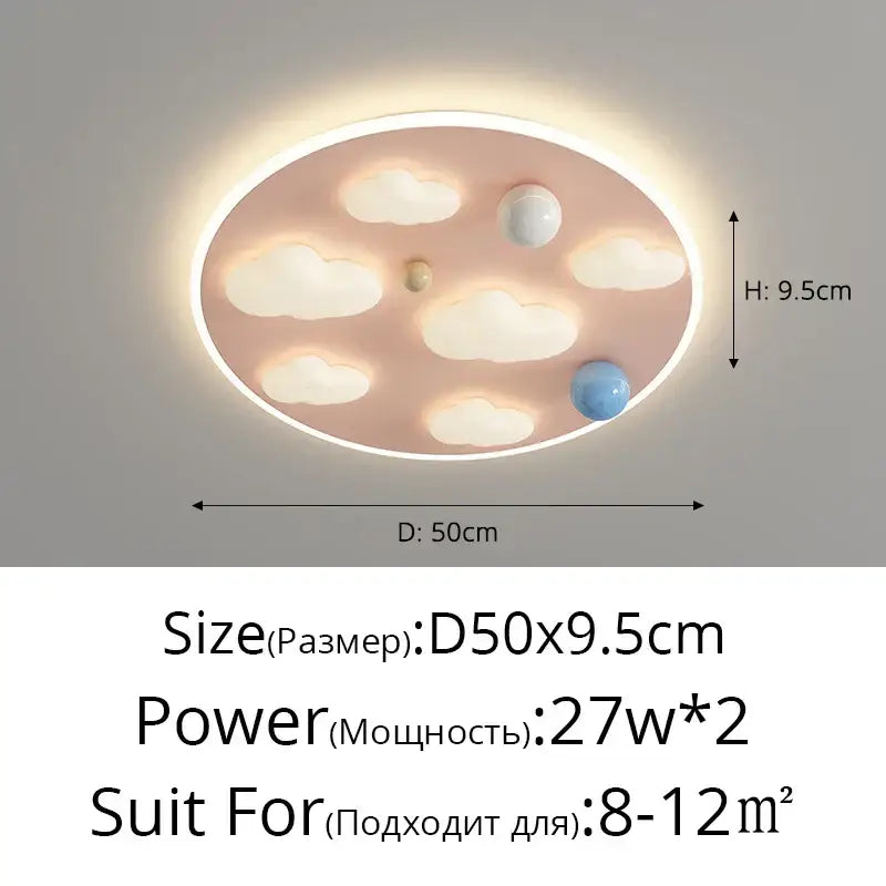 Pastel pink & blue cloud shape ceiling lights bedroom decor