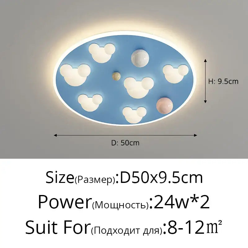 Pastel pink & blue cloud shape ceiling lights bedroom decor