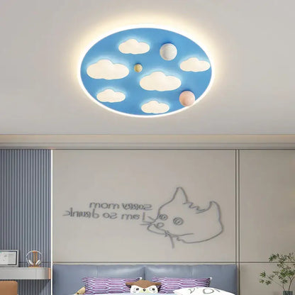 Pastel pink & blue cloud shape ceiling lights bedroom decor