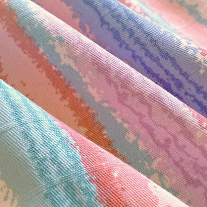 Pastel pink & blue cotton striped fitted sheet bedroom bedding