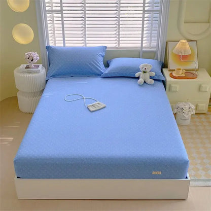 Pastel pink & blue cotton striped fitted sheet bedroom bedding