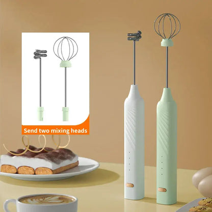Pastel pink & blue electric milk frother kitchen coffee mixer