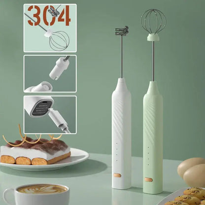 Pastel pink & blue electric milk frother kitchen coffee mixer