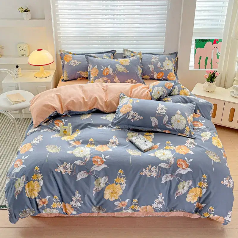 Pastel pink & cream butterfly cozy cotton bedding set bedroom