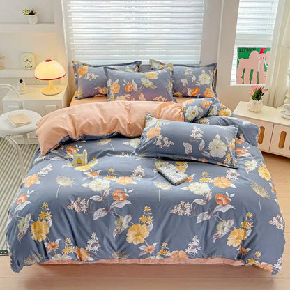 Pastel pink & cream butterfly cozy cotton bedding set bedroom
