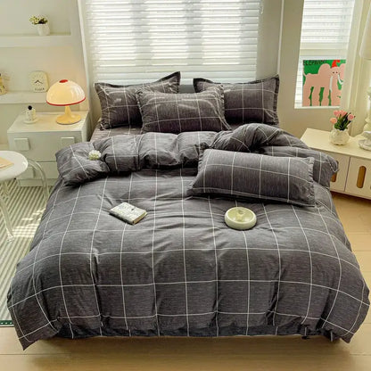 Pastel pink & cream butterfly cozy cotton bedding set bedroom