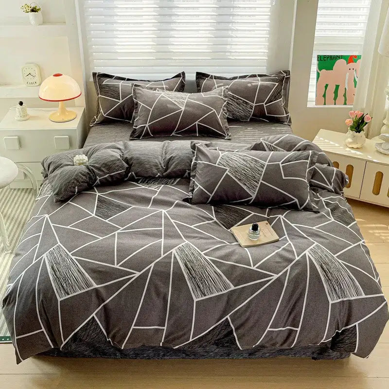 Pastel pink & cream butterfly cozy cotton bedding set bedroom