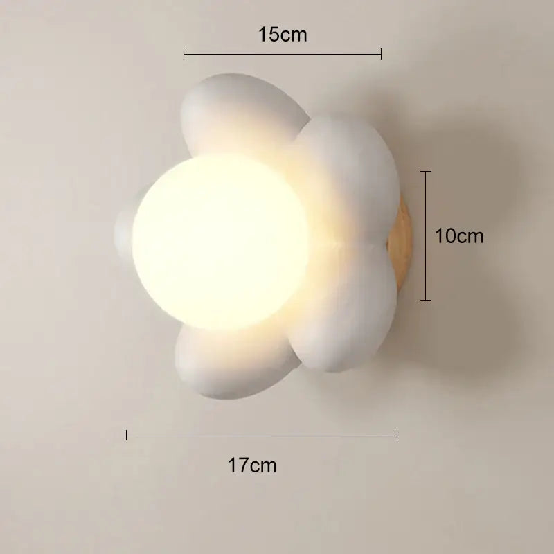 Pastel pink cream flower wall lamp for bedroom lighting