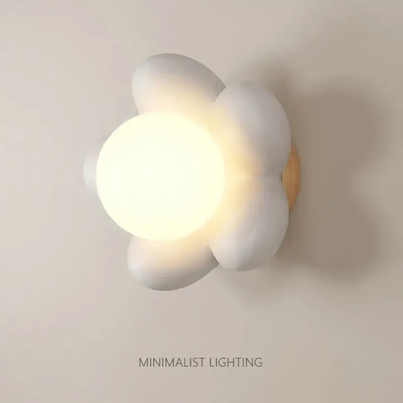 Pastel pink cream flower wall lamp for bedroom lighting