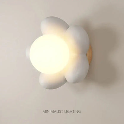 Pastel pink cream flower wall lamp for bedroom lighting