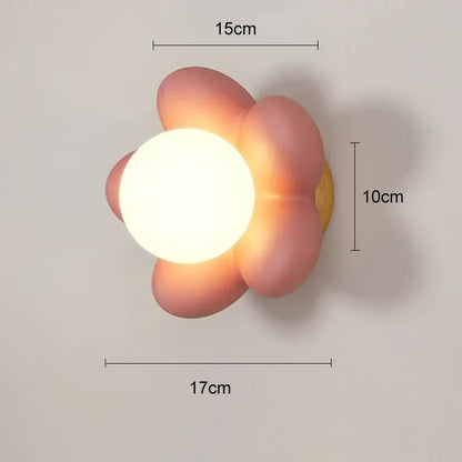 Pastel pink cream flower wall lamp for bedroom lighting