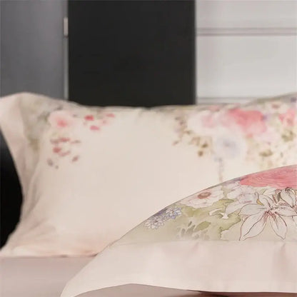 Pastel pink floral egyptian cotton bedding set bedroom duvet cover