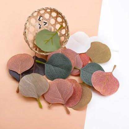 Pastel pink & green silk leaf artificial plants living room decor