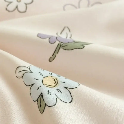 Pastel pink & white cartoon bear printed summer quilt bedroom blanket