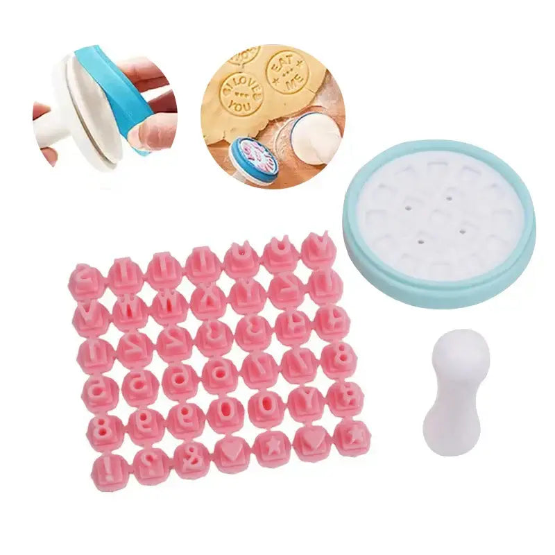 Pastel pink & yellow cookie stamps kitchen letter mold set
