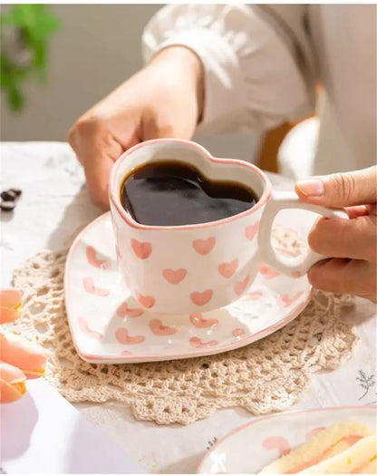 Pastel polka dot 250ml coffee cup and saucer set dining room ceramic