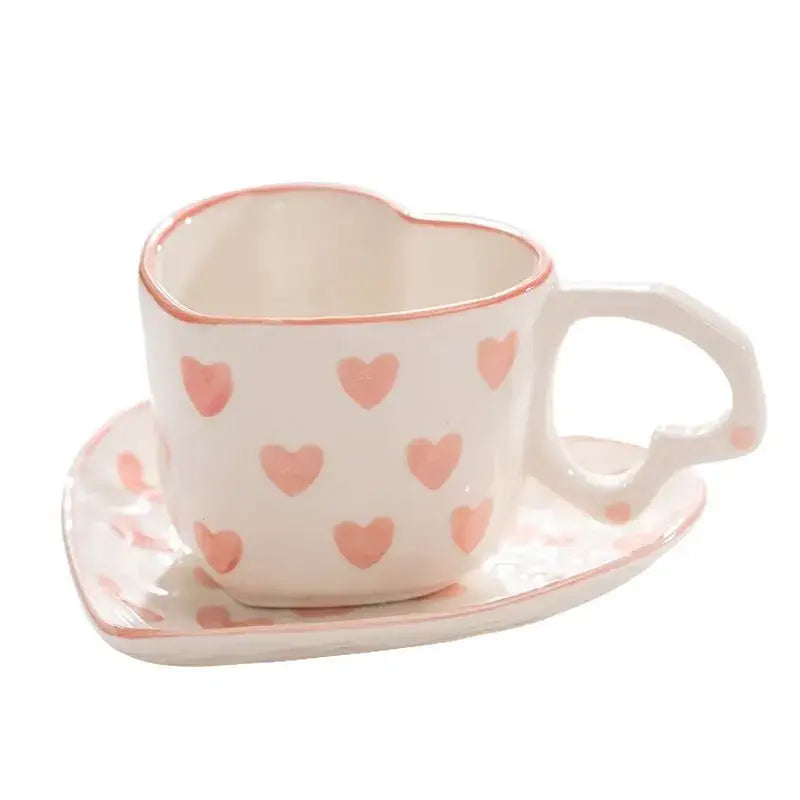 Pastel polka dot 250ml coffee cup and saucer set dining room ceramic